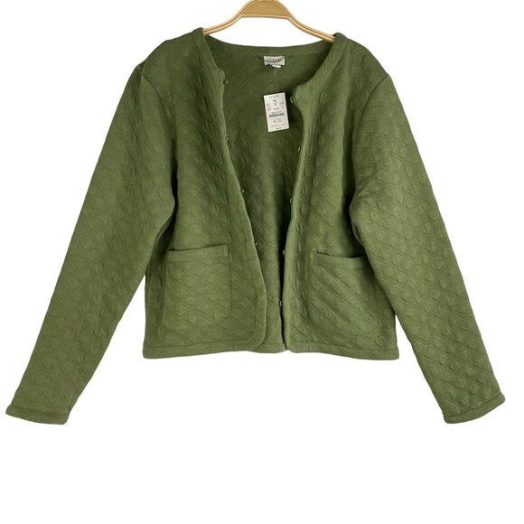 J. Crew Factory Sweaters - J. Crew Factory Quilted Jacket Cardigan Sweater Women M Green Grandmacore NEW